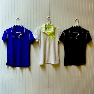 Lot Womens MEDIUM Nike, Under Armor Golf/Polo Shirts